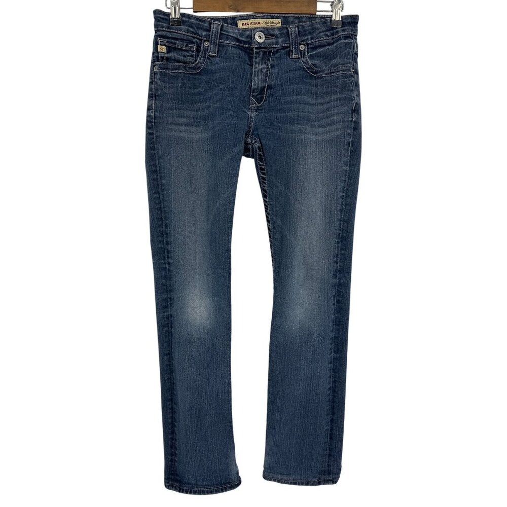 Big‎ Star Kayla Straight Distressed  Jeans With Embroidered Pockets Size 27R